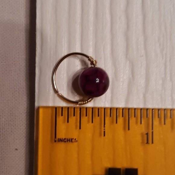 Gold Dragon Vein Agate Septum Tragus Daith Helix Ring 12mm - Picture 3 of 4